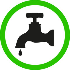 Healthy drinking water symbol or Safe to drink water sign. Green circle background.