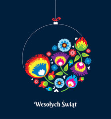 Bombka na Boże Narodzenie łowicki styl polski folk tradycyjny design © milushka