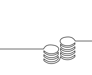 Abstract coins as continuous lines drawing on white background