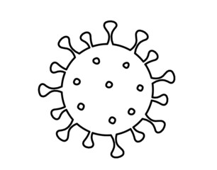 Abstract sign of corona virus as line drawing on white background. Vector