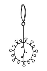 Abstract sign of corona virus as line drawing on white background. Vector