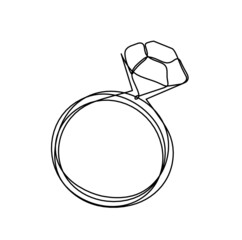 Abstract crystal as continuous lines drawing on white background. Vector