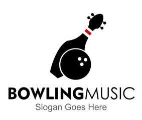 bowling music logo design vector