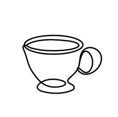 Abstract cup as continuous lines drawing on white as background. Vector