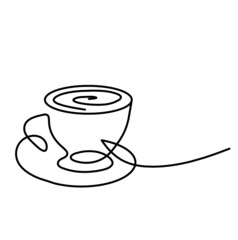Abstract cup as continuous lines drawing on white as background. Vector