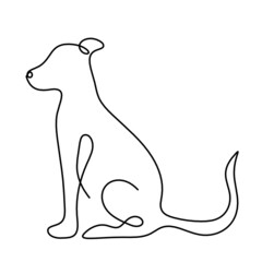 Silhouette of abstract dog as line drawing on white