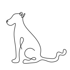Silhouette of abstract dog as line drawing on white. Vector