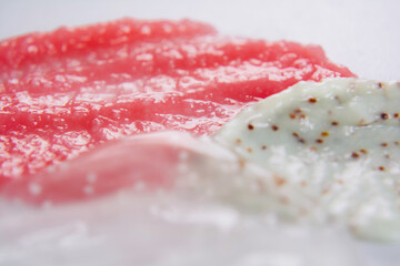 Closeup texture of the face and body scrub. Texture background and selfcare trend