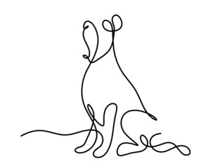 Silhouette of abstract dog as line drawing on white. Vector