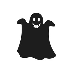 Ghost icon. Scary ghost with smile. Vector. Flat design. Isolated.