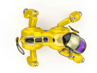 cyber dog cartoon is joking around top view.