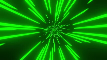 Loopable: Interstellar flight with rotation at warp speed, space jump through green hyperspace. Abstract space background. - Powered by Adobe