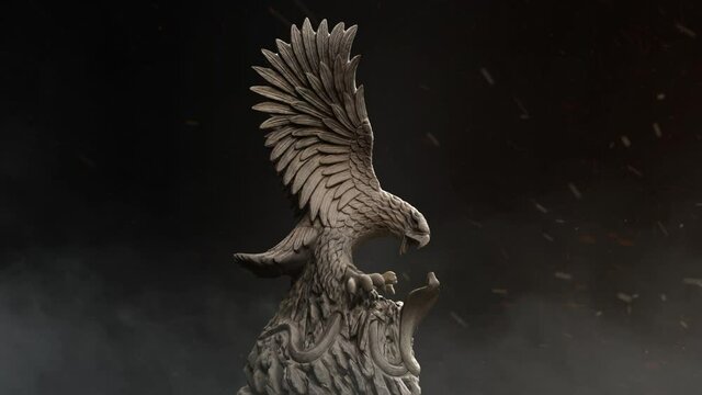3D composite illustration of Eagle fighting a snake. Sculpture. 3D rendering. Art. FX composite rendition.	
	
