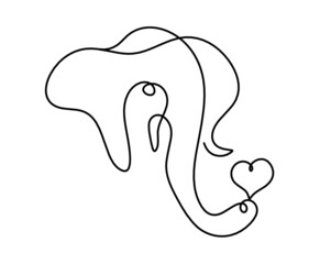 Silhouette of abstract elephant as line drawing on white. Vector