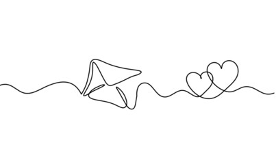 Abstract paper envelope as line drawing on white background. Vector