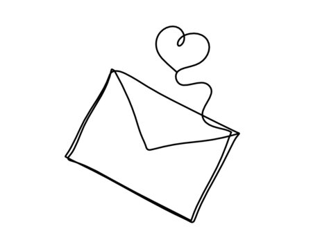 Abstract paper envelope as line drawing on white background. Vector