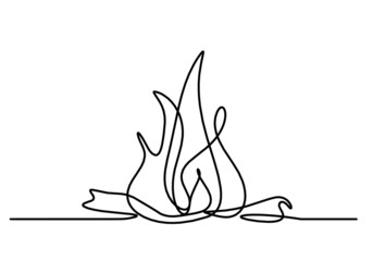 Abstract fire as line drawing on white background. Vector