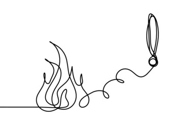Abstract fire as line drawing on white background. Vector