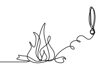 Abstract fire as line drawing on white background. Vector