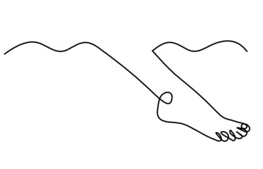 Obraz premium Silhouette of abstract foot as line drawing on white. Vector