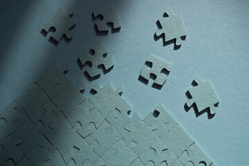 A set of puzzles, the process of collecting in a large pattern. Teamwork and problem solving,...