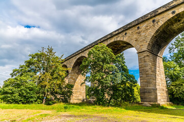 A view towards the start of the Arthington Viaduct, Yorkshire, UK in summertime