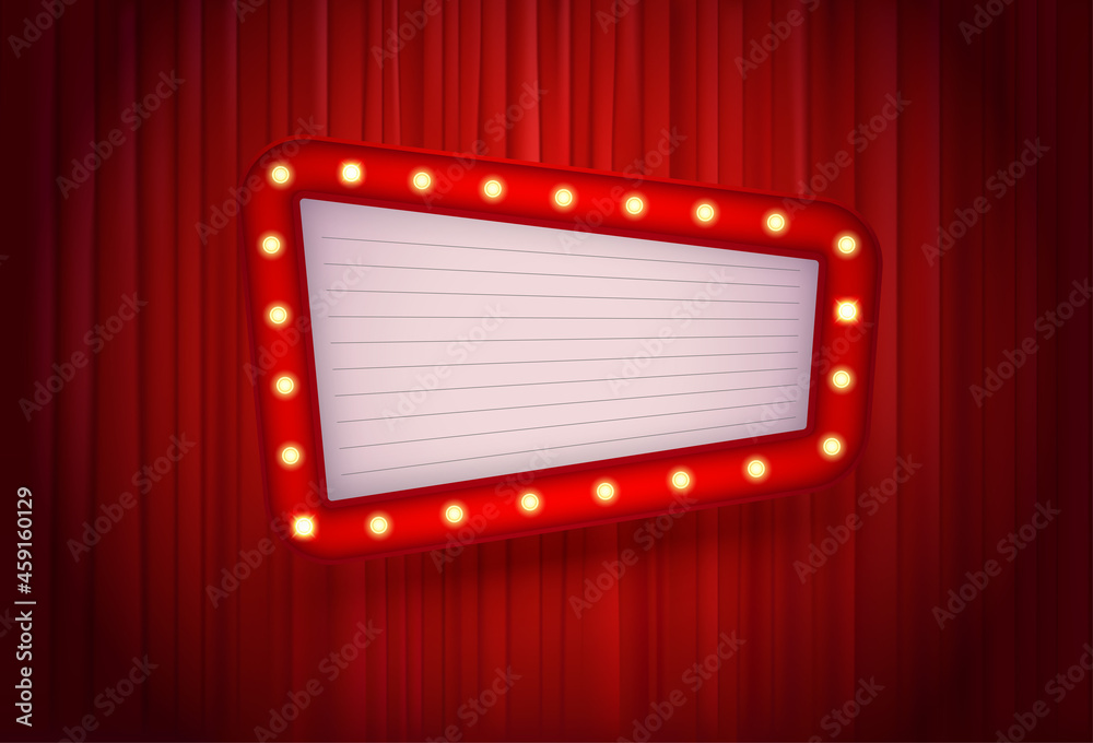 Aufkleber retro style cinema illuminated board. copy space for a text