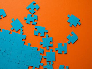 A set of puzzles, the process of collecting in a large pattern. Teamwork and problem solving,...