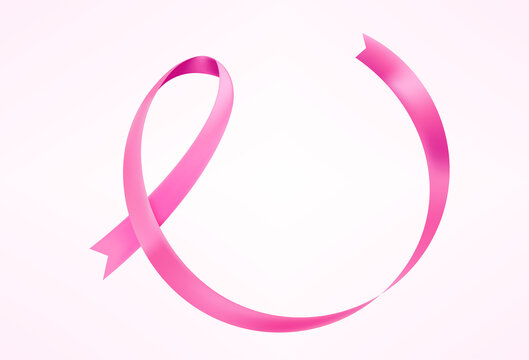 Pink ribbon isolated on white background. Breast cancer symbol