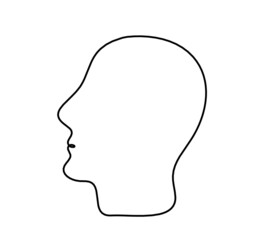 Man silhouette profile as line drawing on white background. Vector