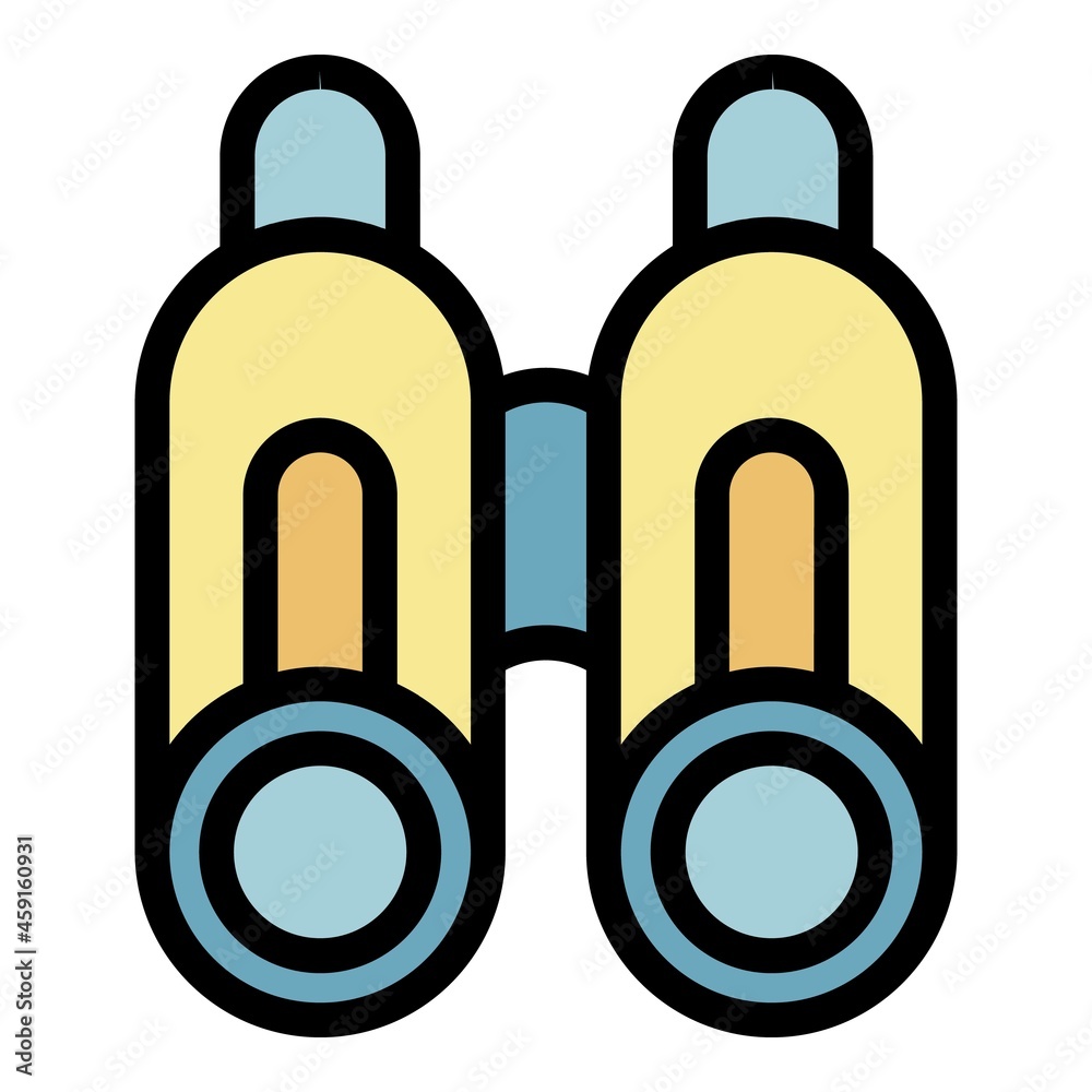 Poster Binoculars icon. Outline binoculars vector icon color flat isolated - Posters