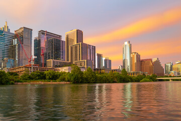 Fototapeta premium Beautiful Austin skyline. Austin, Texas on the Colorado River.