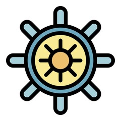 Obraz premium Ship steering wheel icon. Outline ship steering wheel vector icon color flat isolated