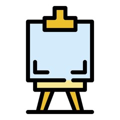 Easel icon. Outline easel vector icon color flat isolated
