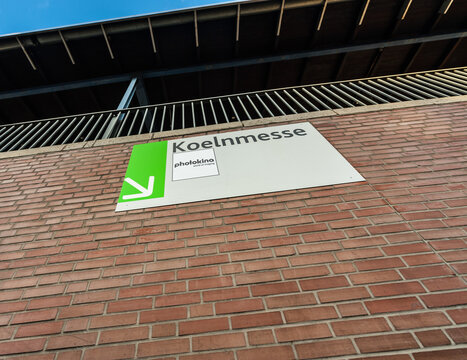 Koln , Germany - September 25 2010: Sign showing the way to Koelnmesse