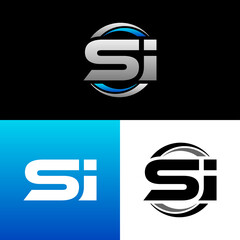 SI Letter Initial Logo Design Template Vector Illustration