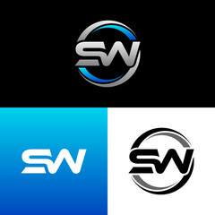 SW Letter Initial Logo Design Template Vector Illustration - obrazy, fototapety, plakaty