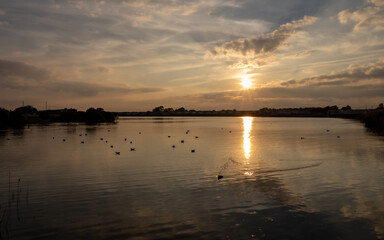 Obraz na płótnie Canvas sunset over the fresh water lagoon