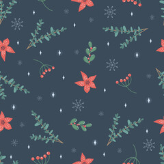 Christmas and New Year symbols. Vector seamless pattern. Digital paper. Desig element.