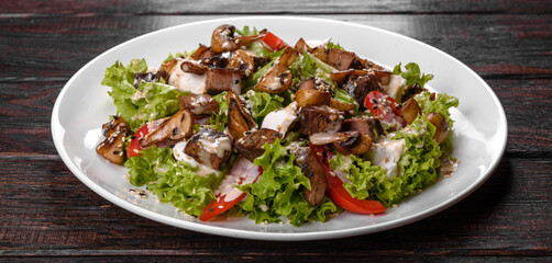 Delicious fresh beef salad for a festive table