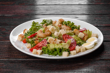 Delicious fresh salad with shrimp for the festive table