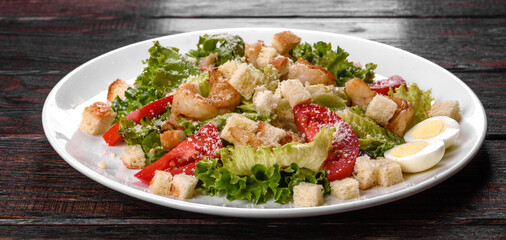 Delicious fresh salad with shrimp for the festive table