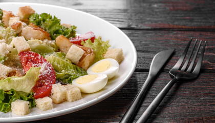 Delicious fresh salad with shrimp for the festive table