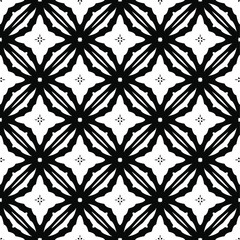 Flower geometric pattern. Seamless vector background. White and black ornament. Ornament for fabric, wallpaper, packaging. Decorative print.