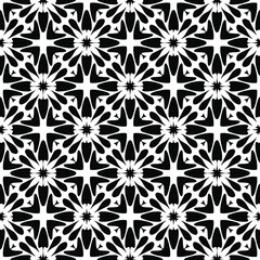 Flower geometric pattern. Seamless vector background. White and black ornament. Ornament for fabric, wallpaper, packaging. Decorative print.