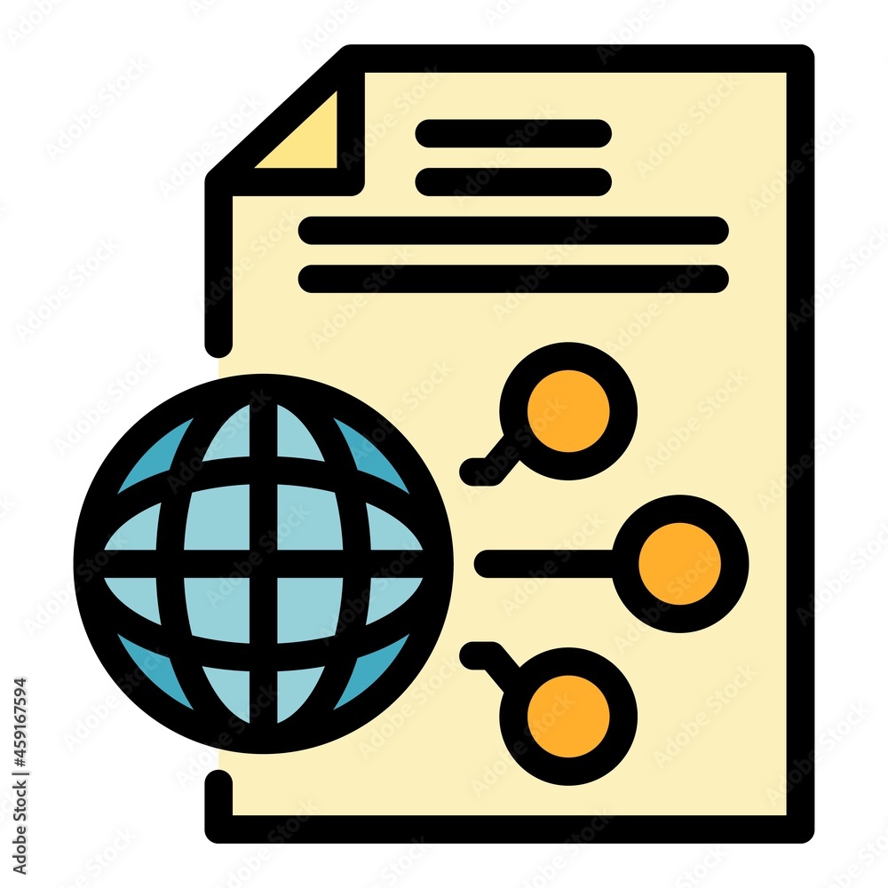 Poster global scheme report icon. outline global scheme report vector icon color flat isolated