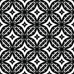 Flower geometric pattern. Seamless vector background. White and black ornament. Ornament for fabric, wallpaper, packaging. Decorative print.