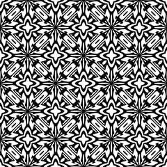 Flower geometric pattern. Seamless vector background. White and black ornament. Ornament for fabric, wallpaper, packaging. Decorative print.