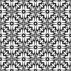 Flower geometric pattern. Seamless vector background. White and black ornament. Ornament for fabric, wallpaper, packaging. Decorative print.