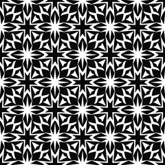 floral seamless pattern background.Geometric ornament for wallpapers and backgrounds. Black and white pattern.